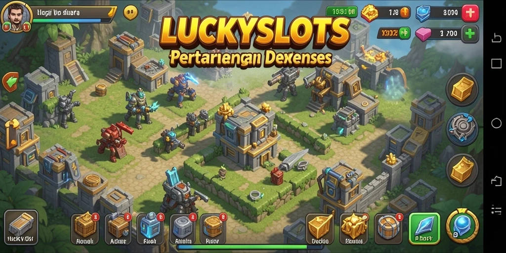 Gameplay seru dan mendebarkan dalam LUCKYSLOTS Tower Defense.