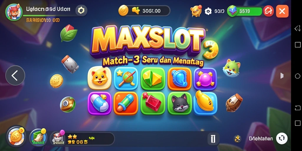Gameplay seru MAXSLOT dengan tantangan Match-3 yang menarik.