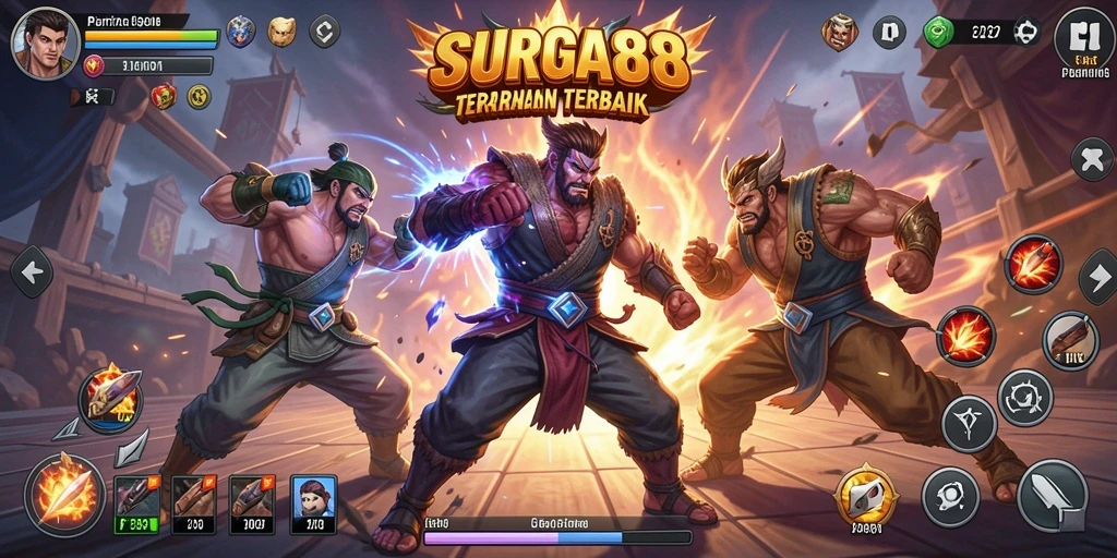 Tangkapan layar menunjukkan aksi seru dalam gameplay Fighting SURGA88.