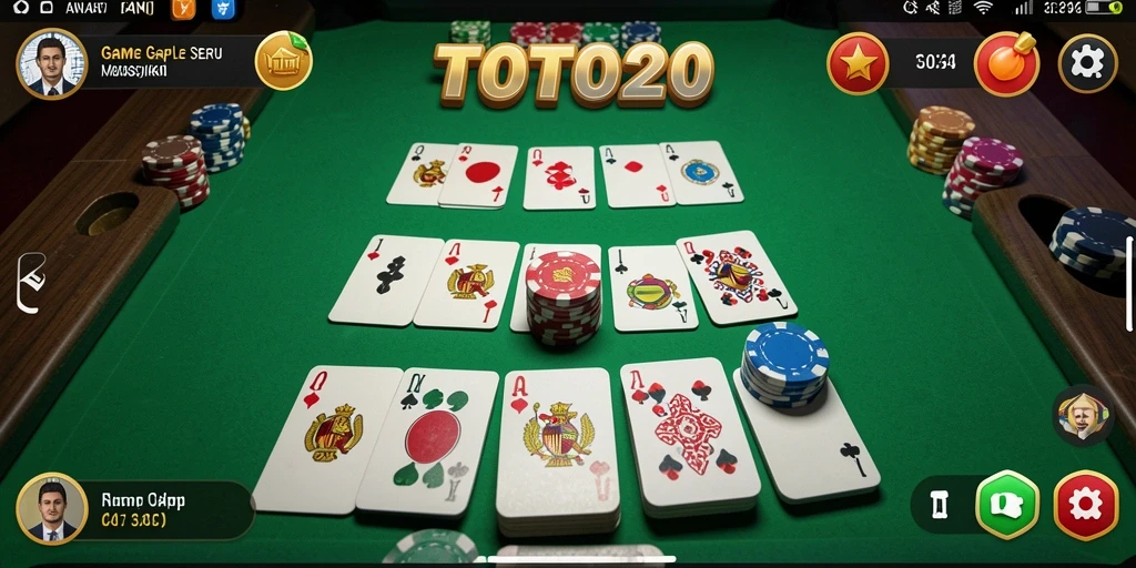 Screenshot TOTO20 menampilkan gameplay Gaple yang seru dan interaktif.