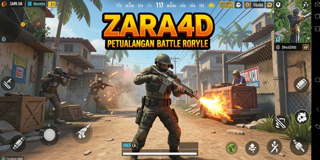 Tangkapan layar gameplay ZARA4D yang menunjukkan aksi seru dalam Pertempuran Royale.