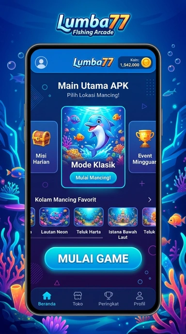 Tampilan utama aplikasi lumba77 yang memudahkan navigasi.